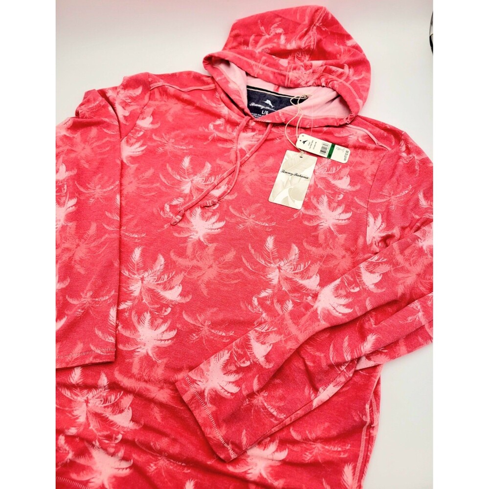 Tommy Bahama Hoodie Men's Large Pink Palm Frenzy Beach Pullover ST226637 NWT